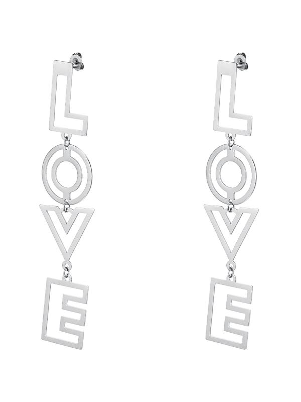 LOVE initial oorhanger zilver