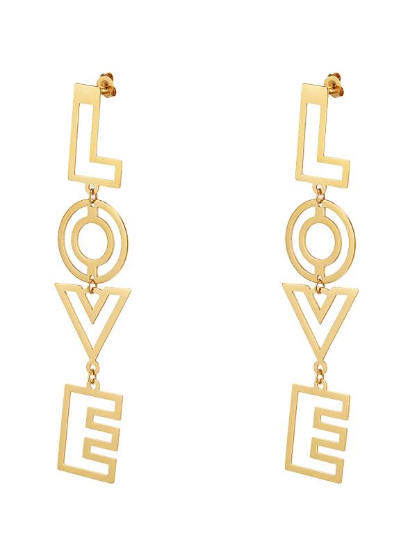 LOVE initial oorhanger goud