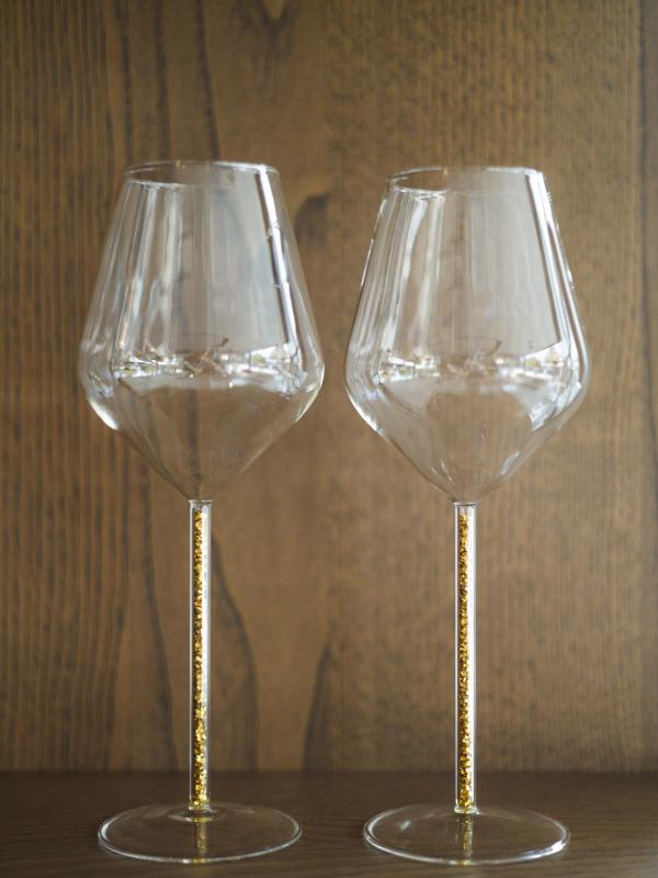 Glamour wijnglas met gouden glitters